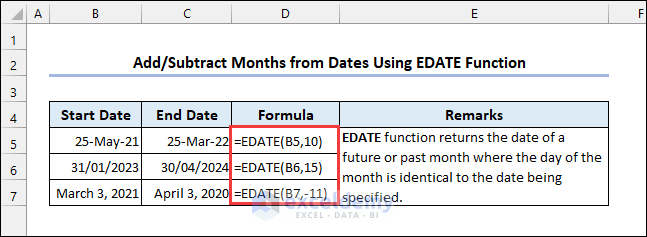 Overview of EDATE function