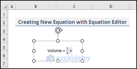 17- typing formula to create a new equation with equation editor
