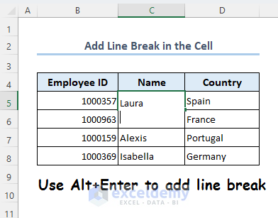 Using Alt+Enter to add line break