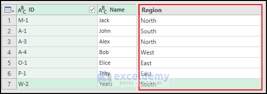 18.2- entering sample values to insert new column named region with power query