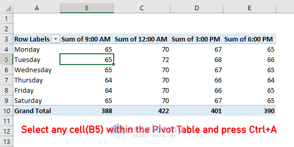 Select Entire Pivot Table
