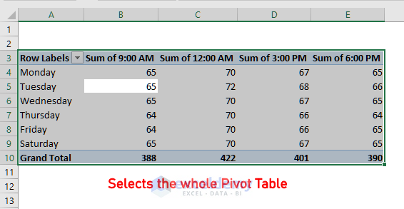 Select Pivot Table