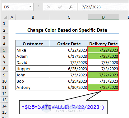 Change color based on specific date