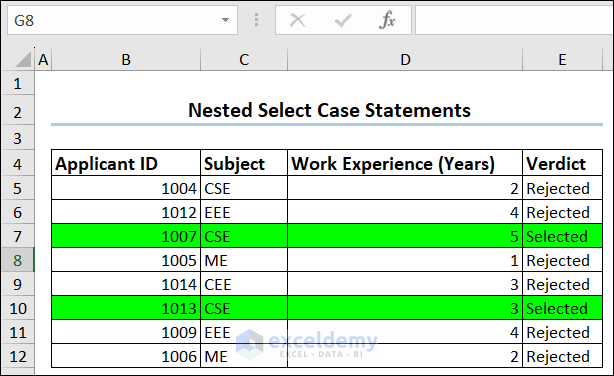 Nested Select Case Statements