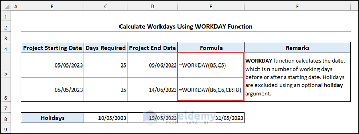Overview of WORKDAY function