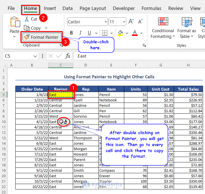 Use Format Painter to Highlight Other Cells in Excel