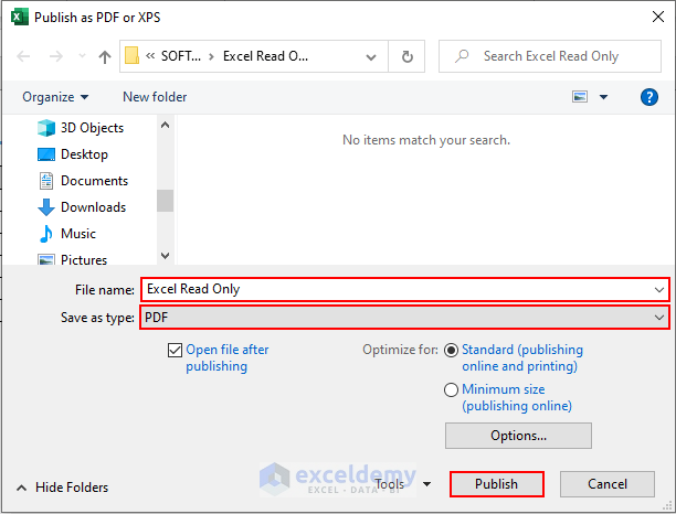 19- saving file as PDF to make an Excel file read-only