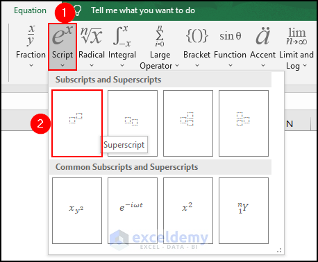 19- selecting the Superscript structure