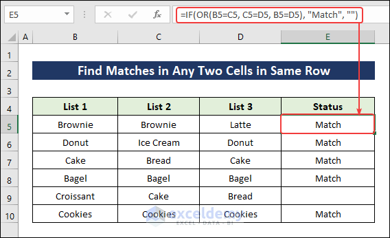 Find Matches in Any Two Cells
