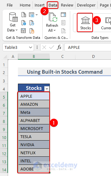 Choosing Stocks from Data table