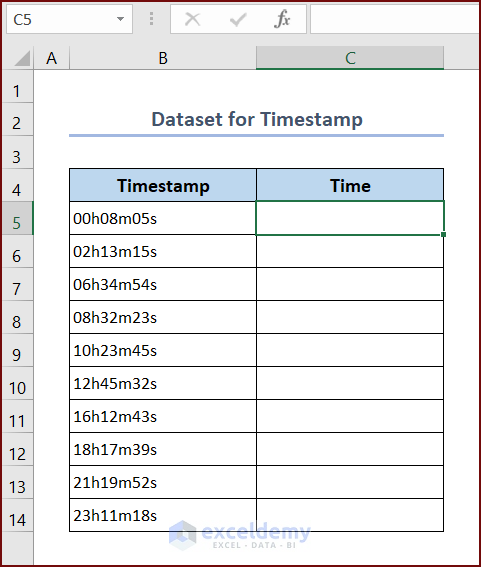 Dataset for Timestamp