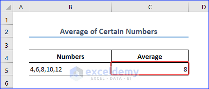 Output of the Average of Certain Numbers