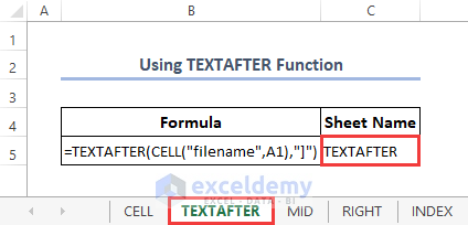 Using TEXTAFTER function