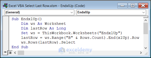 Excel VBA Code with End(xlUp) to Select Last Row