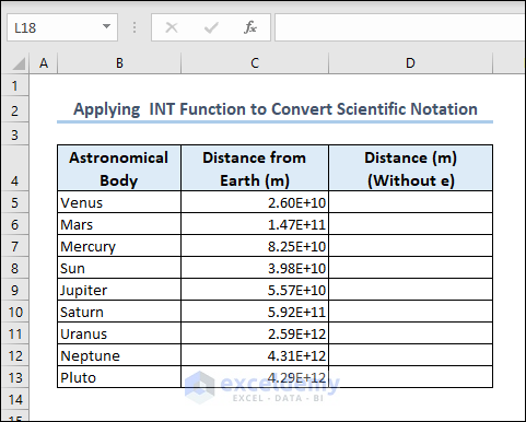 dataset for Excel scientific notation without e