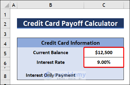 Insert Balance and Interest Rate