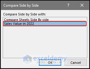 choose which slide to show side by side from the Compare slide by slide