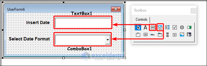 Inserted TextBox and ComboBox in Userform6