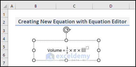 20- selecting the first blank box in the superscript to create a new equation with equation editor