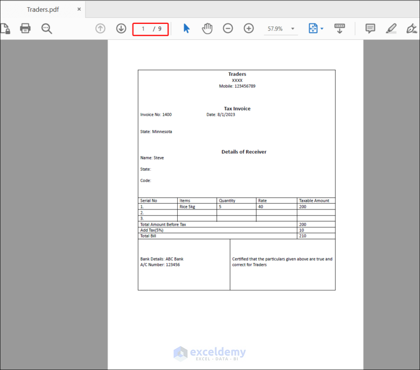 pdf with multiple invoices