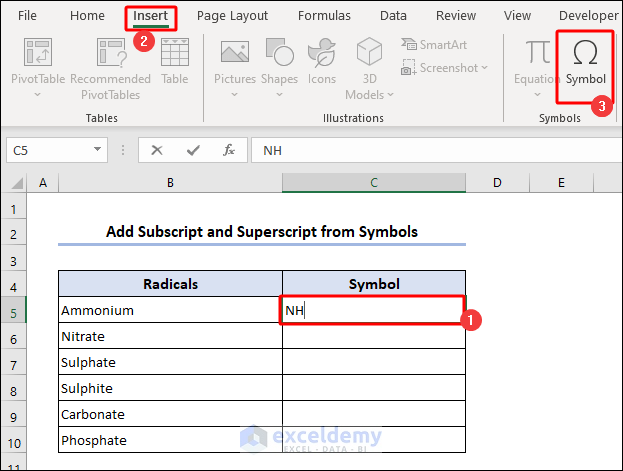 Inserting Symbol from Symbols group