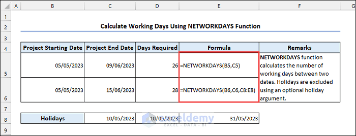 Overview of NETWORKDAYS function
