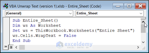VBA code to unwrap entire sheet