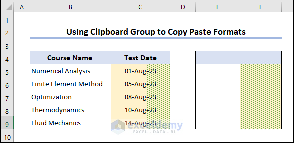 coping format using clipboard group