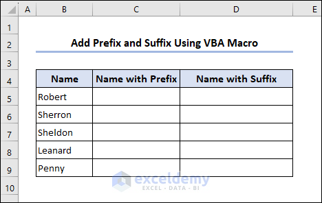 Dataset to apply VBA macro