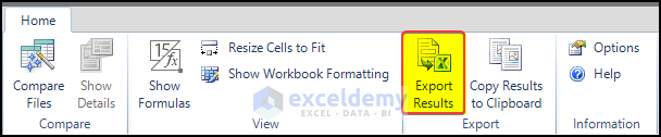 Export the output results in a new sheet