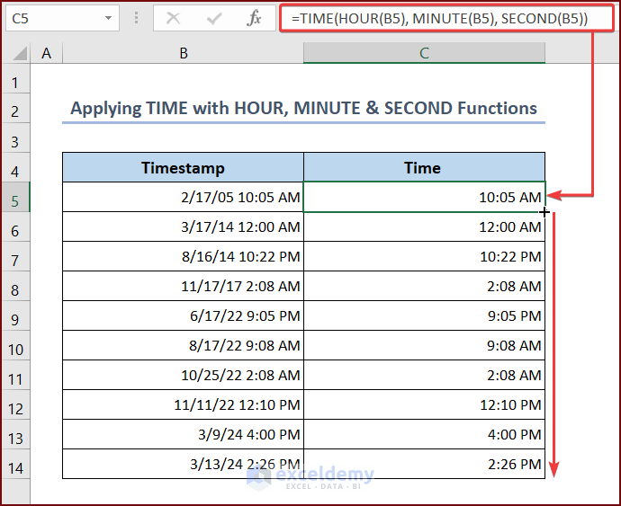Applying TIME with HOUR, MINUTE and SECOND Functions
