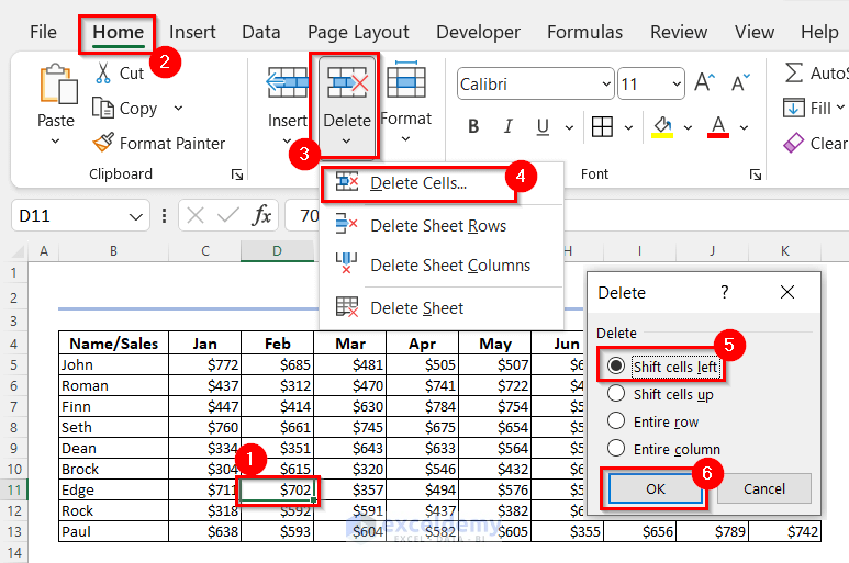 Deleting Cells in Excel