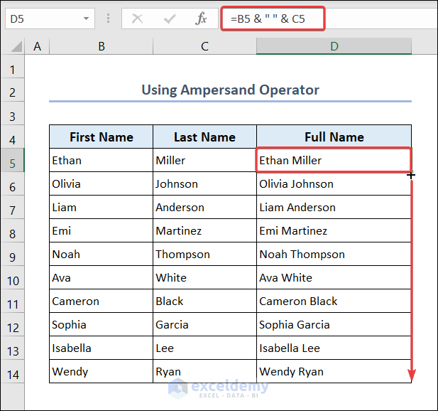 Texts Joined with Ampersand Operator