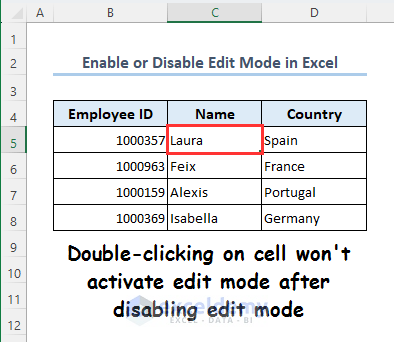 Cell is not turning on edit mode by double clicking mouse left button