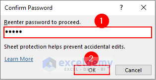 25- confirming password to make specific cells read-only in Excel 
