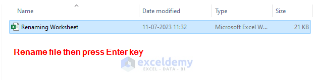 Excel file is renamed