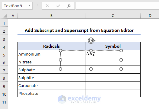 Typing formula in the Equation template