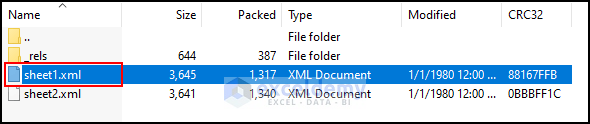 28- copying the sheet1.xml file in the xl folder