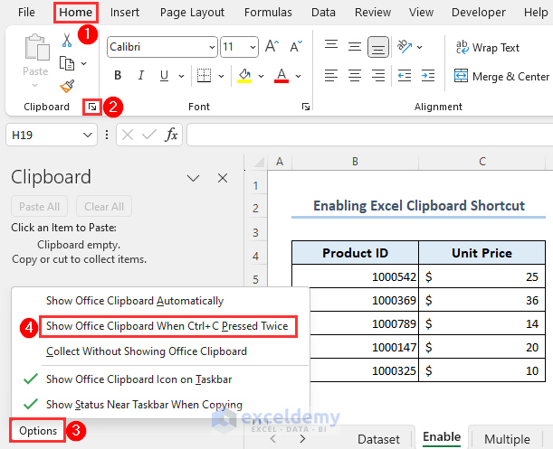 Activating shortcut option from the Clipboard