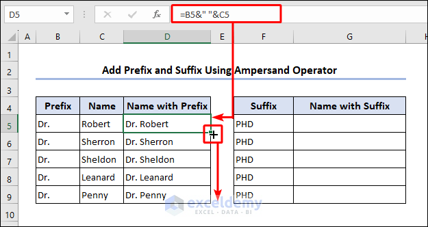 Add prefix using ampersand operator