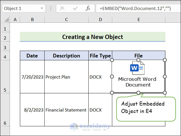 Adjust Microsoft Word Document inside E5