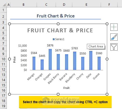 Copy the chart to link PowerPoint chart to Excel