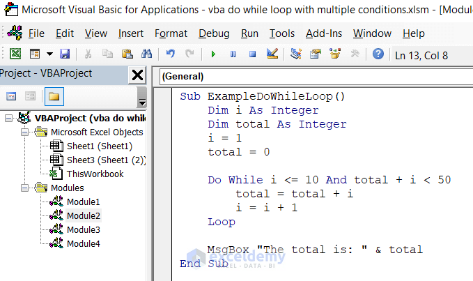 Finding total numbers using VBA Do While loop 