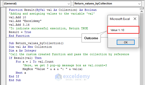 Getting numerous values using the Collection object.
