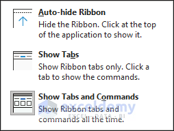 Ribbon Display Options