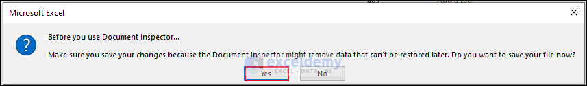 3-Select Yes to Inspect Document