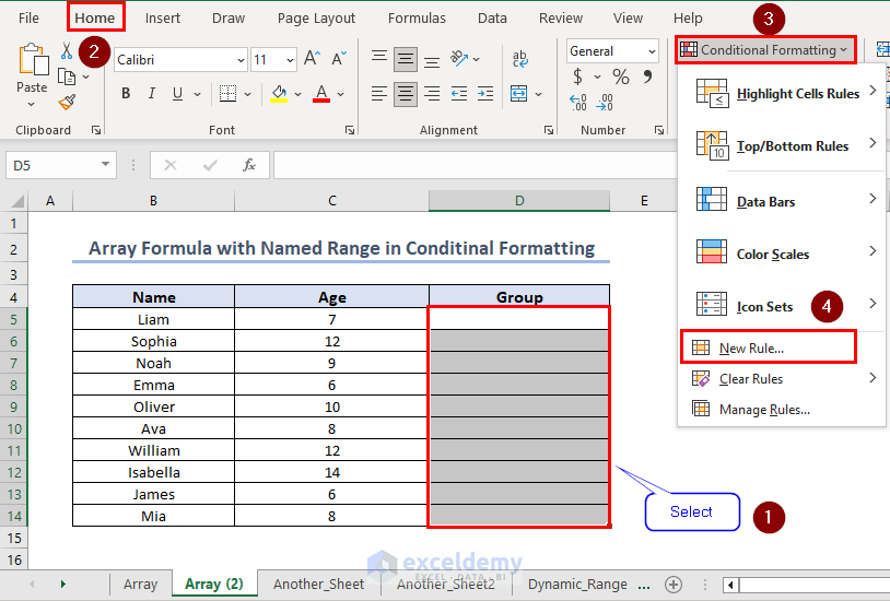 Selecting New Rule for Conditional Formatting