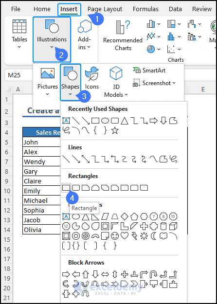 add shapes in Excel