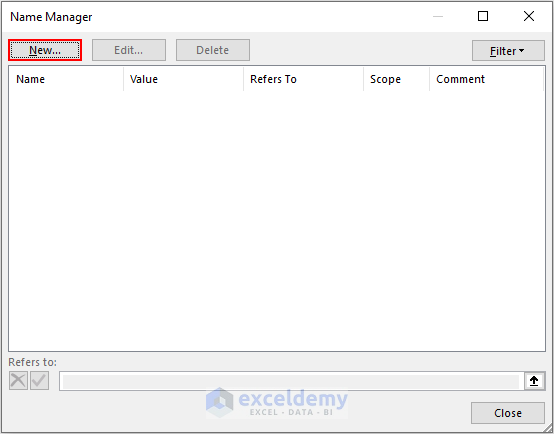 3- clicking new tab in the name manager dialog box