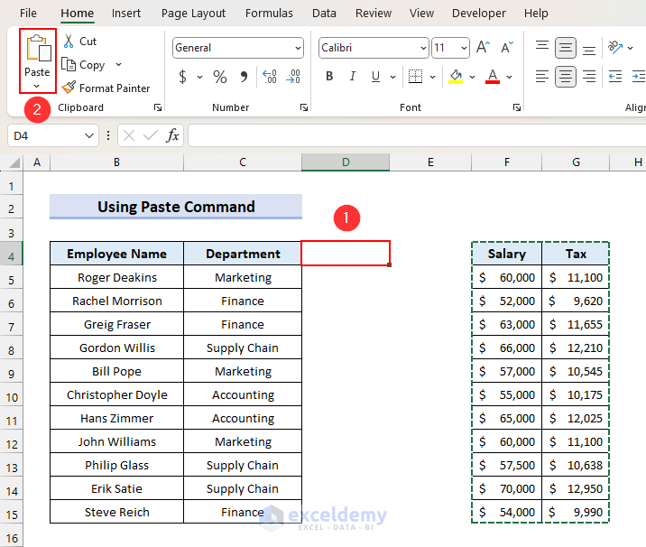 How to Use Paste Command from Clipboard Menu in Excel